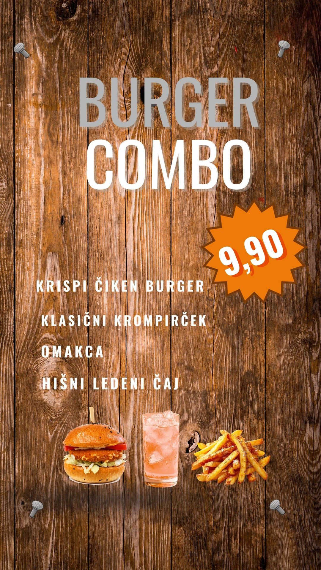 Chicken burger meni