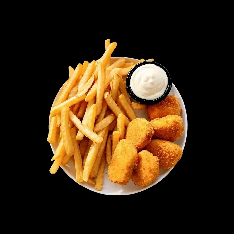 Chicken fingers with fries and tartar sauce